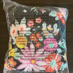 Floral Black Multicolor Fleece Travel Blanket